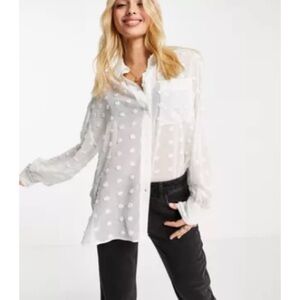 ASOS white polka dot button down